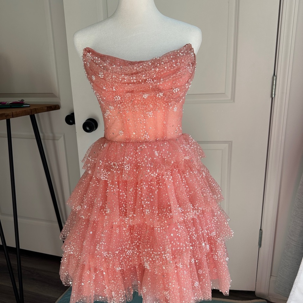 Sherri Hill Strapless Pink Dress with Sparkle